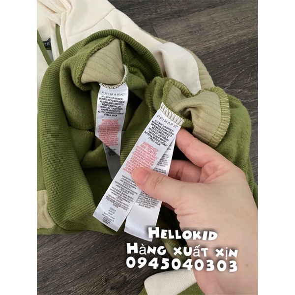 Bộ nỉ áo hoodie phối xanh lá cho bé