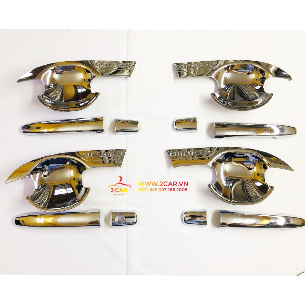 Ốp tay nắm, hõm cửa xe Mitsubishi Outlander 2016 - 2021 mạ crom cao cấp - Giá 1 bộ