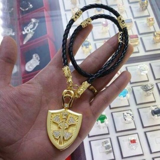 Dây da mặt kiếm bọc bạc mạ vàng 24k