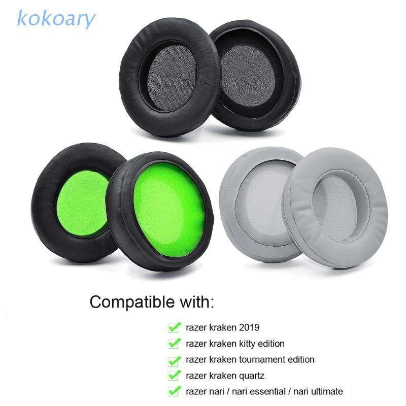 Đệm tai bằng cao su non phối da hình bầu dục thay thế cho tai nghe Razer kraken
