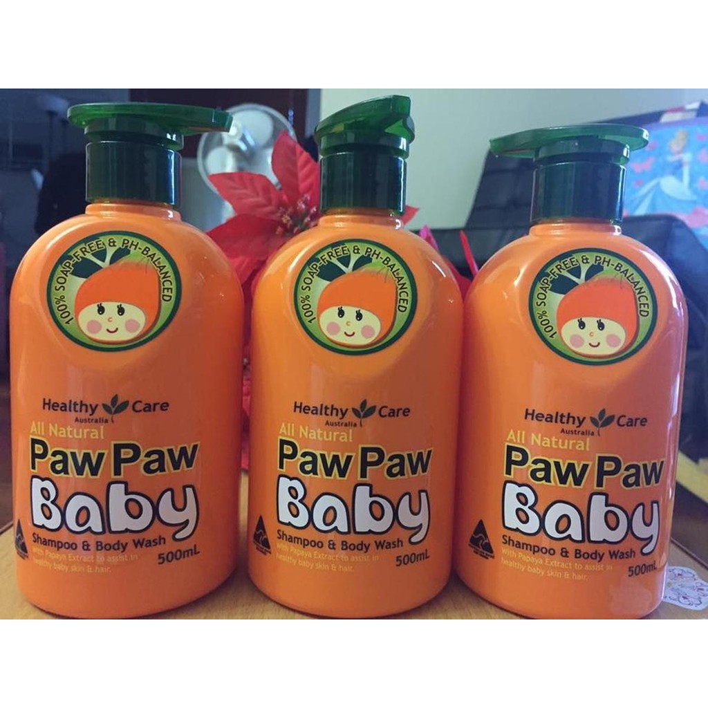 healthy care all natural paw paw baby shampoo wash 500ml