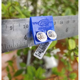 Bông tai nụ bạc ta hình tròn phay sáng