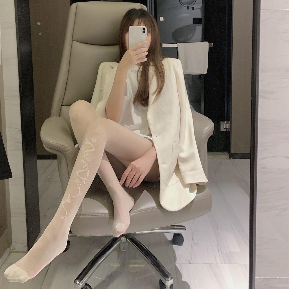 Vớ Lưới Đen Siêu Mỏng Thêu Họa Tiết Hoa Phong Cách Lolita Thời Trang Cho Nữ
