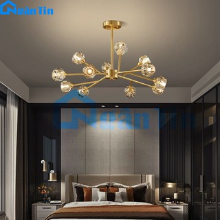 Đèn trần pha lê 12 bóng Led trang trí phòng khách bàn ăn Led 36W 220V THCN235 Ngân Tin