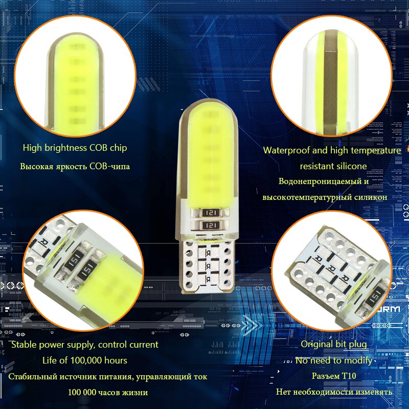 1 Đèn LED T10 W5W COB 12V 194 501 Chuyên Dụng Cho Xe Hơi