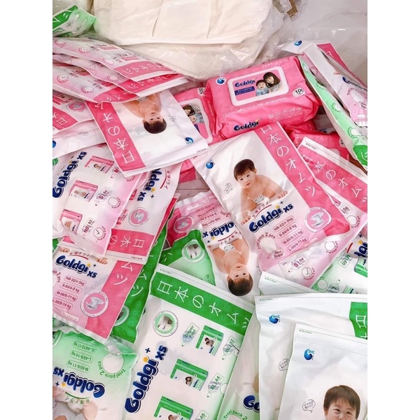 Chính hãng tã bỉm Goldgi X5 dán quần full size Nb92/S84/M66/L56/Mq60/Lq50/Xlq44/XXLq32