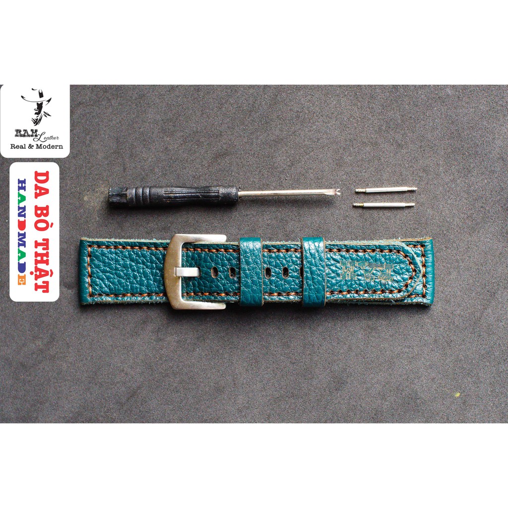 Dây đồng hồ da bò thật mill hạt xanh rêu Ram classic 1984 mới - RAM Leather