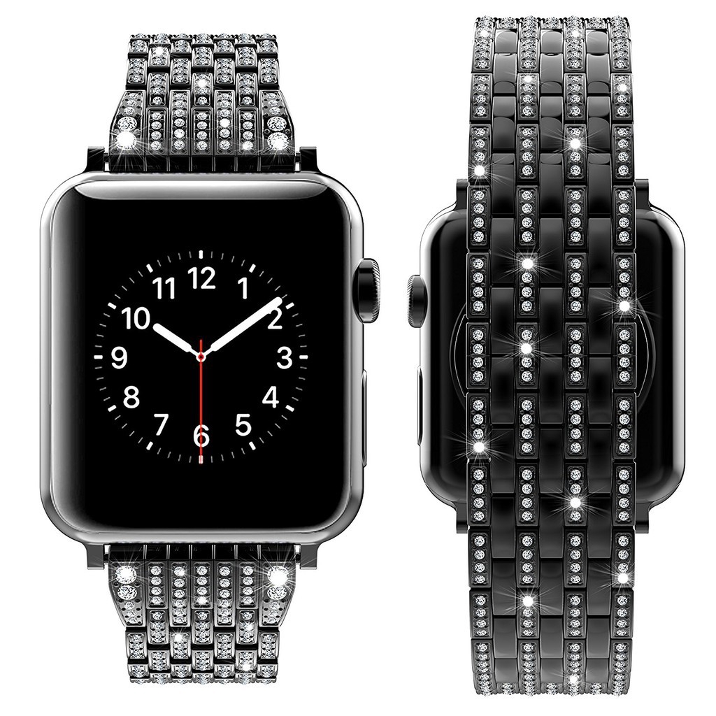 Dây đeo inox đính đá cho đồng hồ thông minh for Apple Watch Ultla Series 1 2 3 4 5 SE 6 7 8 38mm 42mm 40mm 44mm 41mm 45mm 49mm