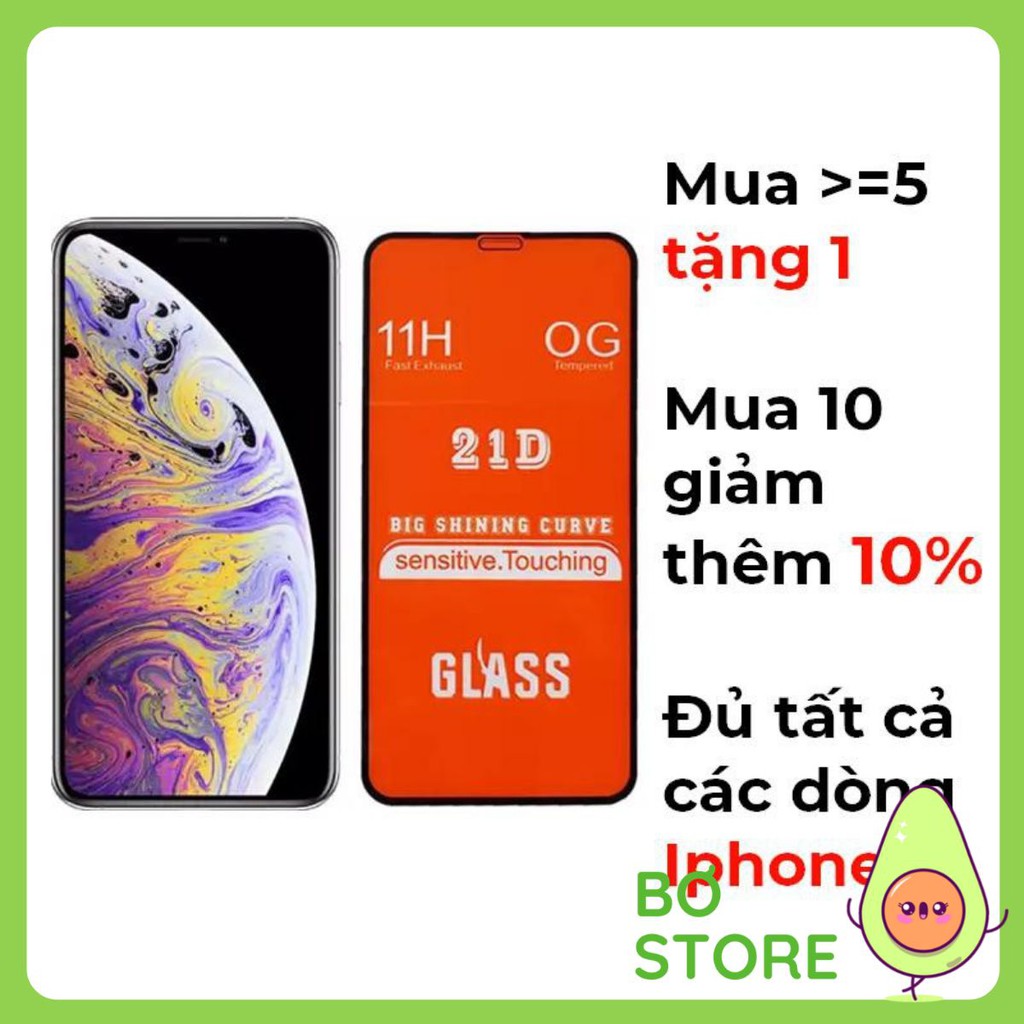 Kính cường lực điện thoại iphone full màn hình 21D các dòng từ ip 6 đến 12 pro max