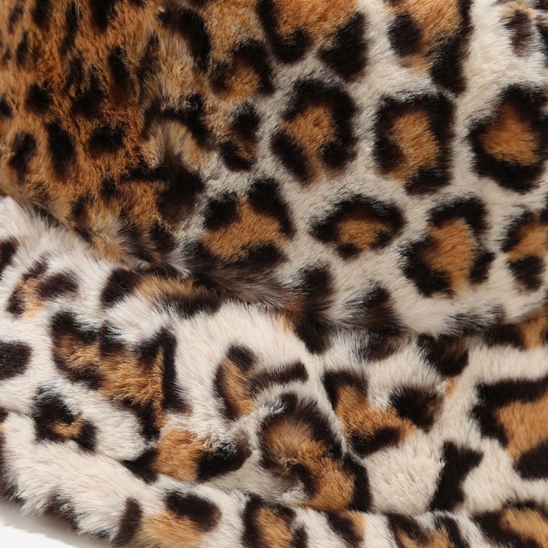 Mũ Tai Bèo Giả Lông Thỏ Họa Tiết Da Báo Phong Cách Vintage