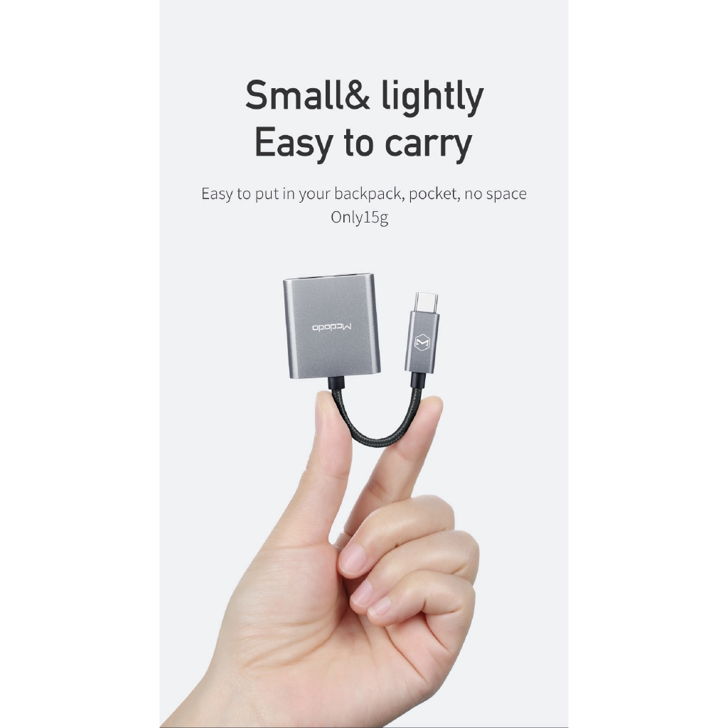 Sạc nhanh Mcdodo PD 60W USB type C sang giắc tai nghe 3.5Mm thích hợp cho iPad Pro Macbook Samsung Note 10 Huawei Xiaomi