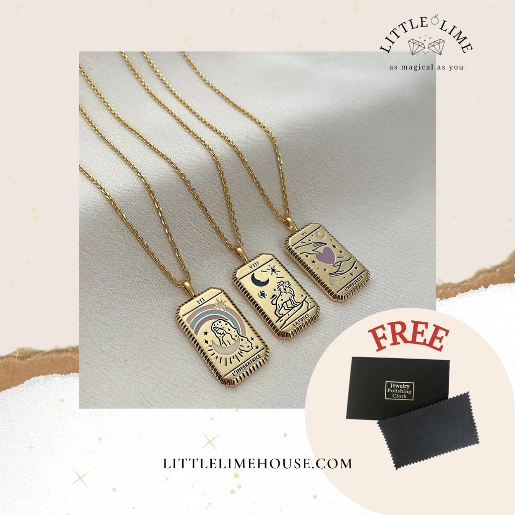 Dây chuyền mặt lá bài Tarot mạ vàng 18K