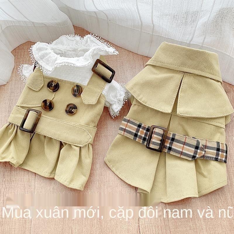 20 áo gió kaki cổ điển mới cặp đôi mặc mùa xuân và thu phong cách mỏng Teddy quần chó mèo bichon con nhỏ