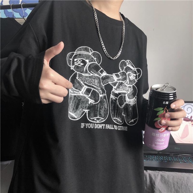 [ Có Ảnh Thật ] Áo thun tay dài form rộng unisex - sweater chú gấu | BigBuy360 - bigbuy360.vn