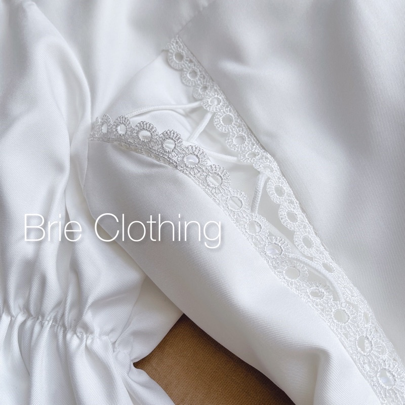 Đầm trắng BRIE CLOTHING cổ sơ mi đan dây eo tay loe - D226 | BigBuy360 - bigbuy360.vn
