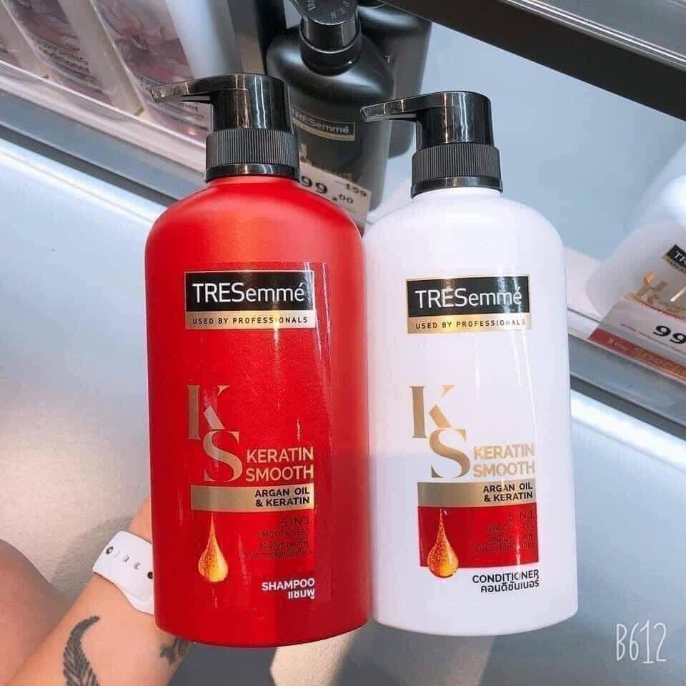 [Nội Địa Thái] Dầu gội đầu Tresemme KERATIN SMOOTH màu đỏ cặp dầu gội xả thái lan 450ml, 5 trong 1 suôn mượt