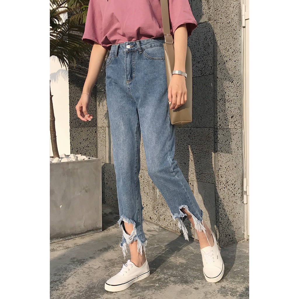 [ORDER] Quần Bò Jeans Lửng Rách Gấu Phong Cách Hàn - Ảnh Thật Cuối