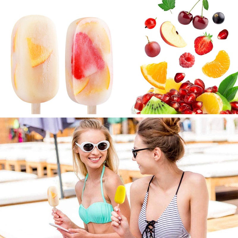 Set 2 Khuôn Silicone Làm Kem / Bánh Tráng Miệng DIY Sáng Tạo Có Nắp Đậy