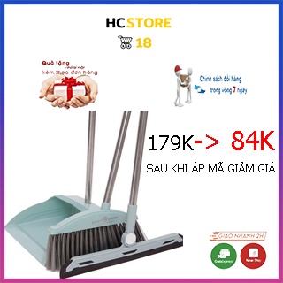 Bộ chổi và Ki hốt rác kèm cây gạt nước tiện lợi, gấp gọn thông minh, lắp ghép dễ dàng, Bộ chổi quét nhà + ảnh thật