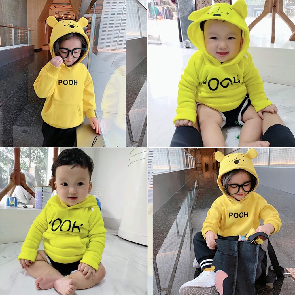 Aó Khoác Nỉ Trẻ Em Thu Đông Hoodie Hình Thú Dày Dặn Siêu Yêu Cho Bé Trai Bé Gái 4 - 14kg