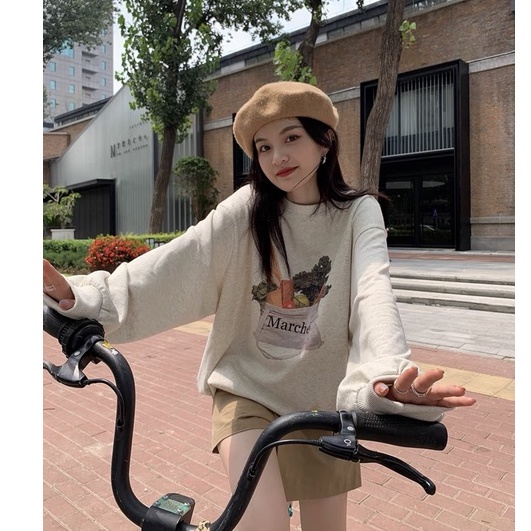 Áo Sweater Nỉ Nữ Form Rộng MARCHE Bánh Mỳ Form Rộng Ulzzang