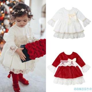 Đầm giáng sinh phối ren xinh xắn cho bé gái