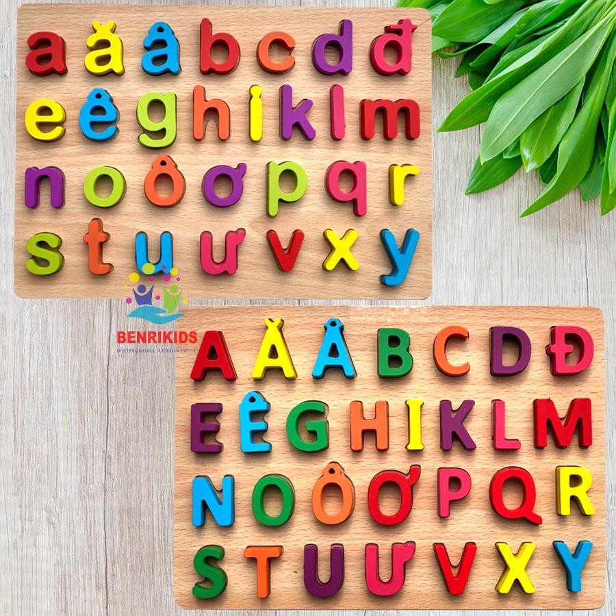 Combo 2 Bảng Ghép Chữ Cái In Hoa In Thường Cho Bé