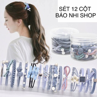 Bộ 12 thun cột tóc kiểu phong cách Hàn Quốc Cao Cấp