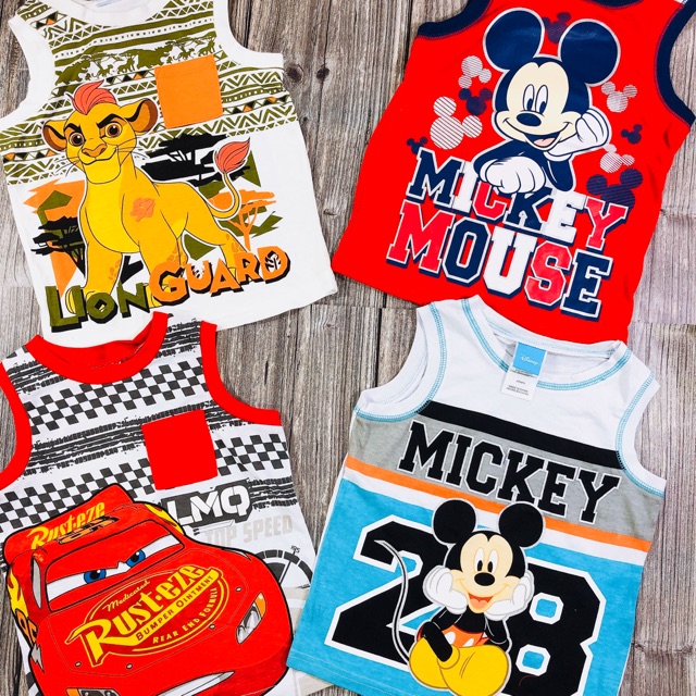 Áo ba lỗ hãng Disney xuất dư chất liệu cotton họa tiết micky cho bé trai từ 2 tuổi đến 5 tuổi