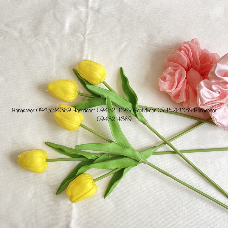 Hoa Tulip PU hàng cao cấp giống thật 99% có sẵn, bông tulip nhân tạo để bàn, phụ kiện chụp ảnh trang trí HANHDECOR