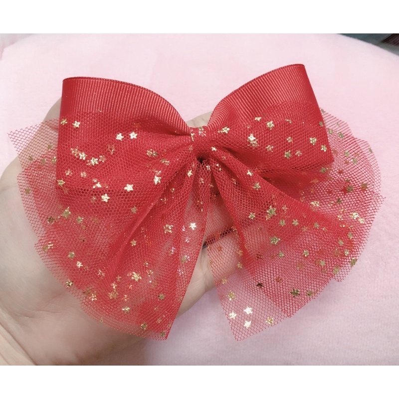 Kẹp tóc mái  voan lưới sao cho bé