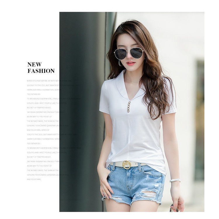 TH6921 - Áo thun nữ cổ bẻ hàng nhập - giá 340k