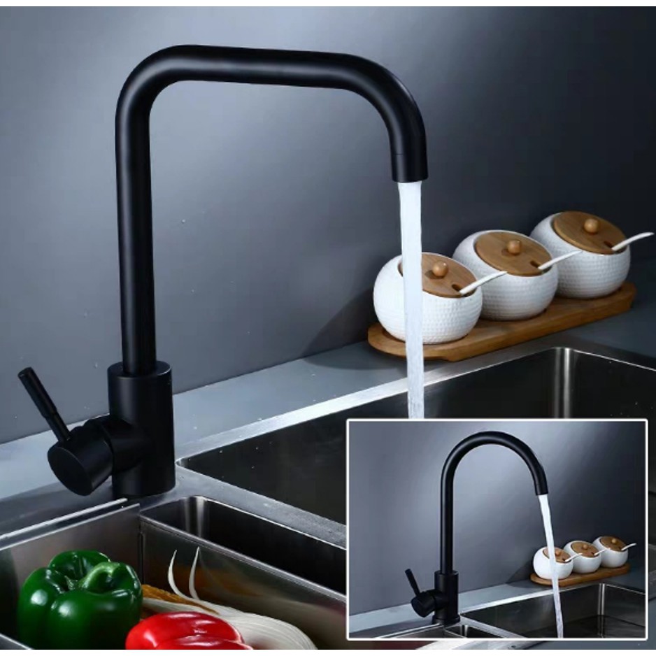 Vòi rửa bát  Inox 304 cao cấp - nóng lạnh, màu đen MS1A