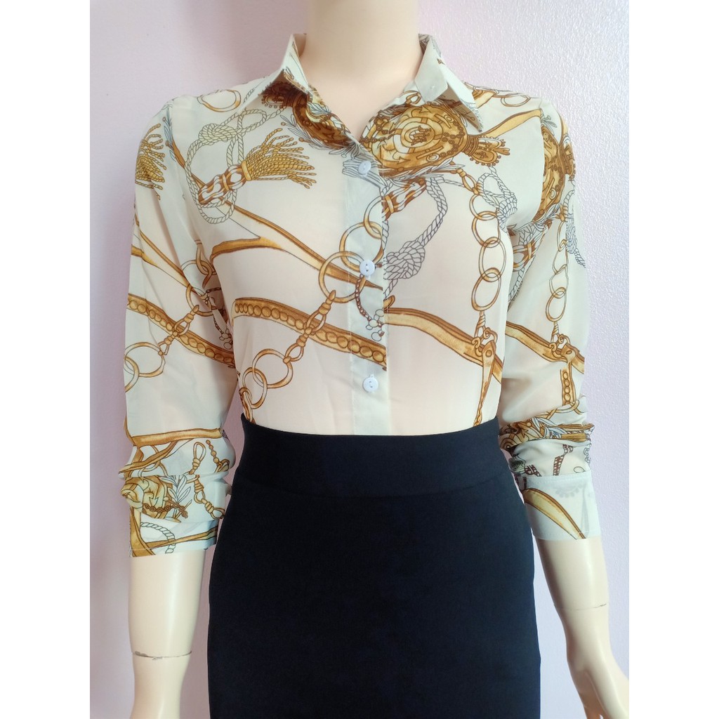 áo sơ mi nữ họa tiết ( ảnh thật)