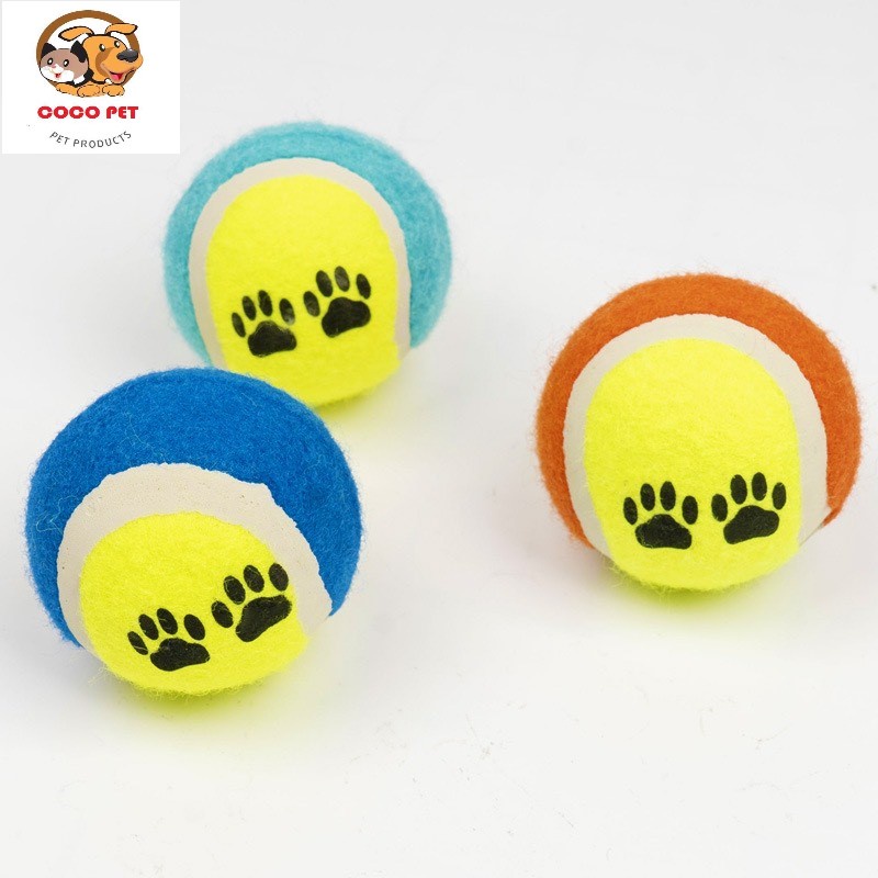 Đồ Chơi Bóng Tennis In Hình Dấu Chân Dễ Thương Cho Thú Cưng - Đồ Chơi Gặm Cho Chó