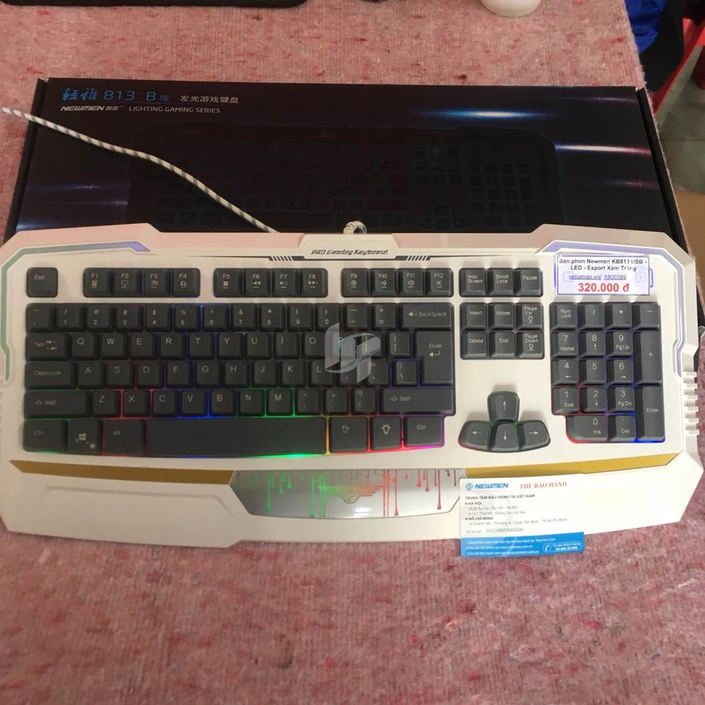 Bàn phím Newmen KB813 USB – LED – Esport Xám Trắng