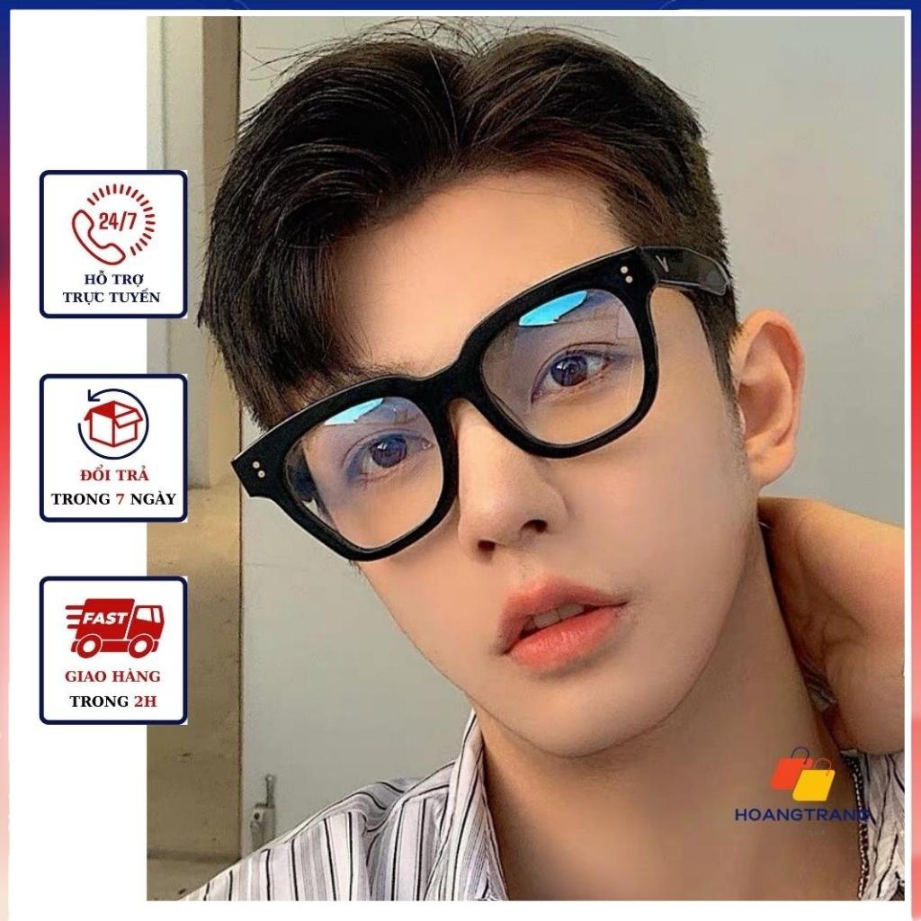 Kính giả cận chống ánh sáng xanh unisex gọng chữ v nam nữ thời trang Hàn Quốc, kính chống ánh sáng xanh thời trang