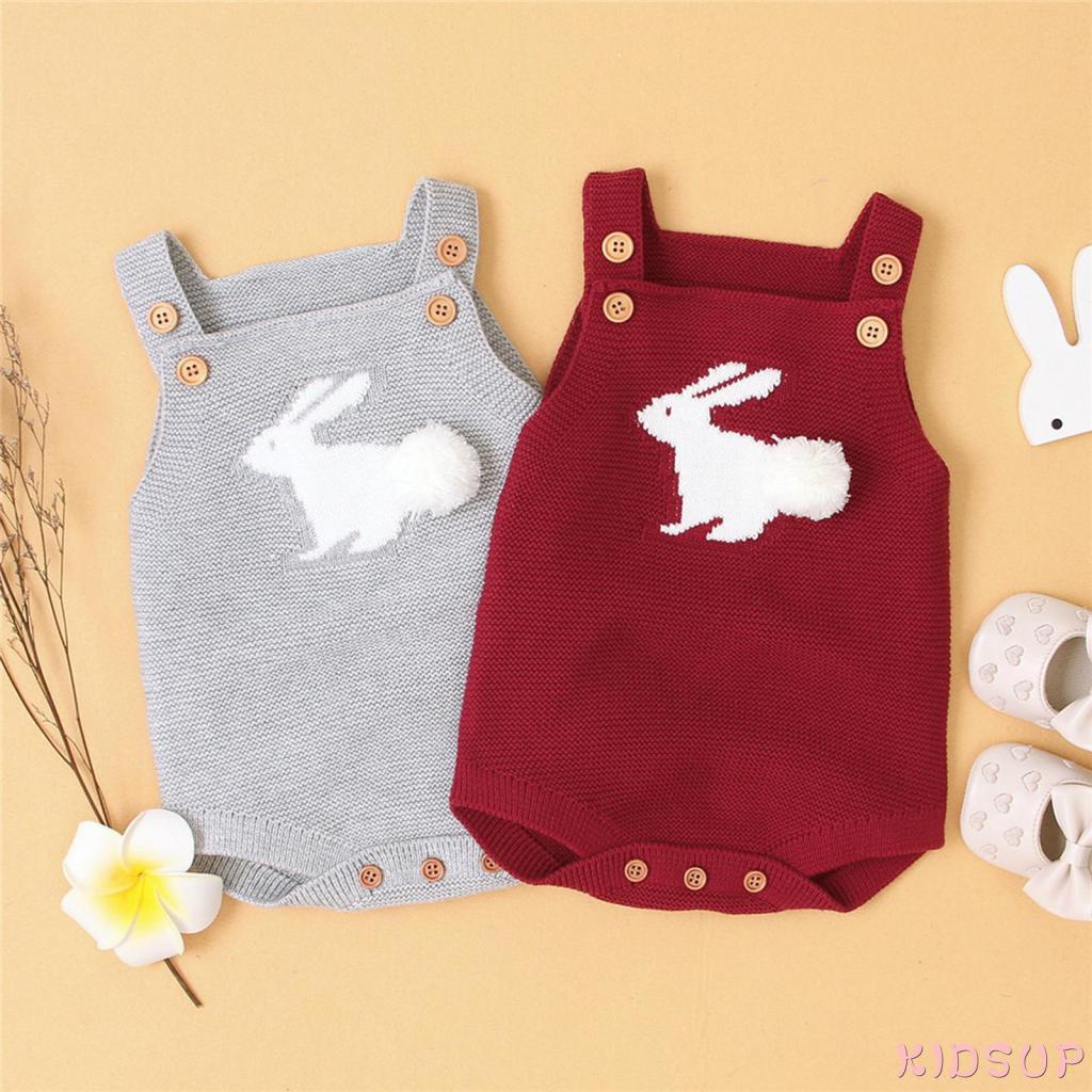 Bộ áo liền quần in hình thỏ hoạt hình dễ thương cho bé gái 3-24 tháng tuổi