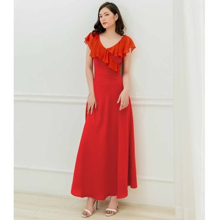 MENTOSA-Đầm Mentosa Form Dài Cổ Tim Phối Voan - K1AV1120220