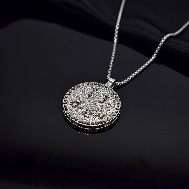 XiaoboACC Vòng Cổ Mặt Hình Mặt Cười Inox Phong Cách Hip Hop Dài 60cm