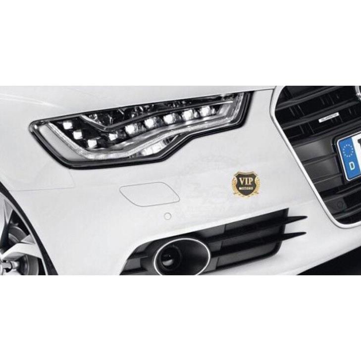 Bộ 02 decal Huy hiệu VIP bông lúa gắn ô tô trang trí
