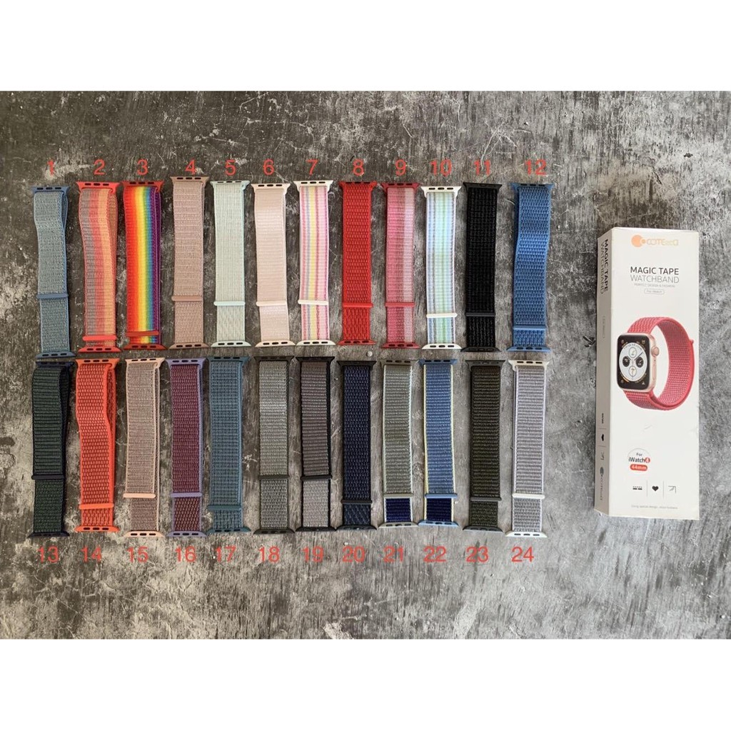 (39-50) Dây vải Sport Loop nylon cho Apple Watch đồng hồ thông minh iWatch Series 1/2/3/4/5/6/ SE size 38/40/42/44