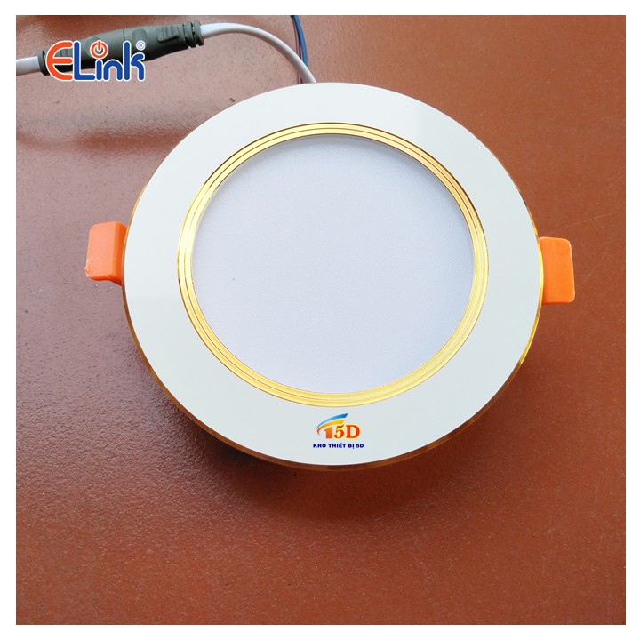 Đèn Led âm trần Elink 7W 3 chế độ ánh sáng Φ115/ Φ90/ H30mm - viền vàng