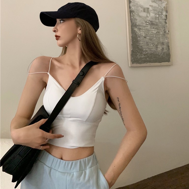 Áo croptop hai dây XIAOZHAINV phong cách mùa hè thời trang quyến rũ cho nữ
