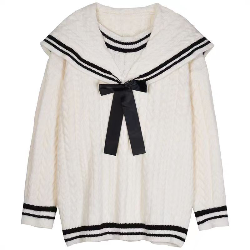 Áo Sweater Cổ Thủy Thủ Dễ Thương Phong Cách Preppy Thời Trang Thu Đông