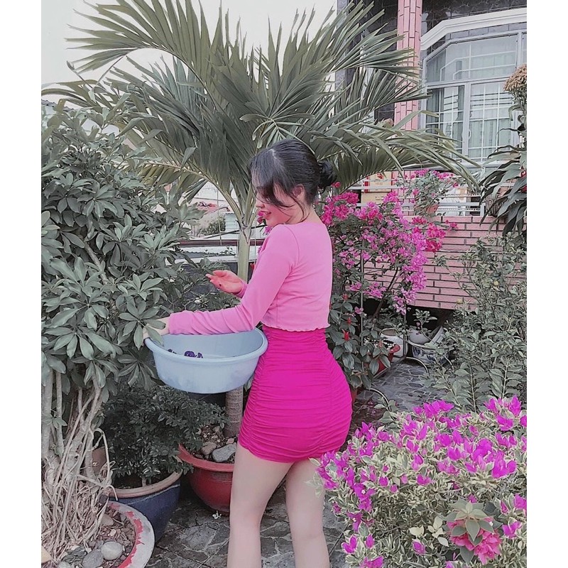 Sét đầm body hai dây+ áo khoác lửng