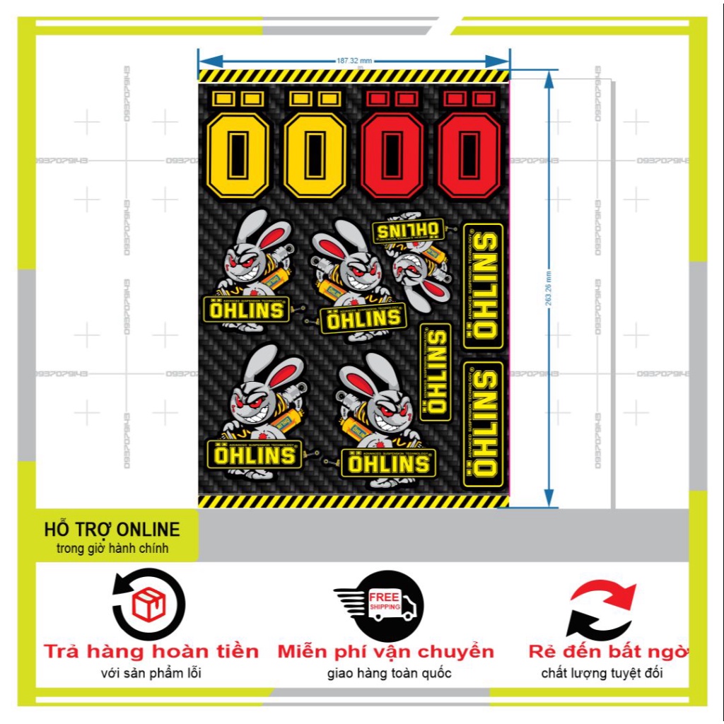 SHINDECAL- LOGO STICKER THỎ CẦM PHUỘC CHỮ 0