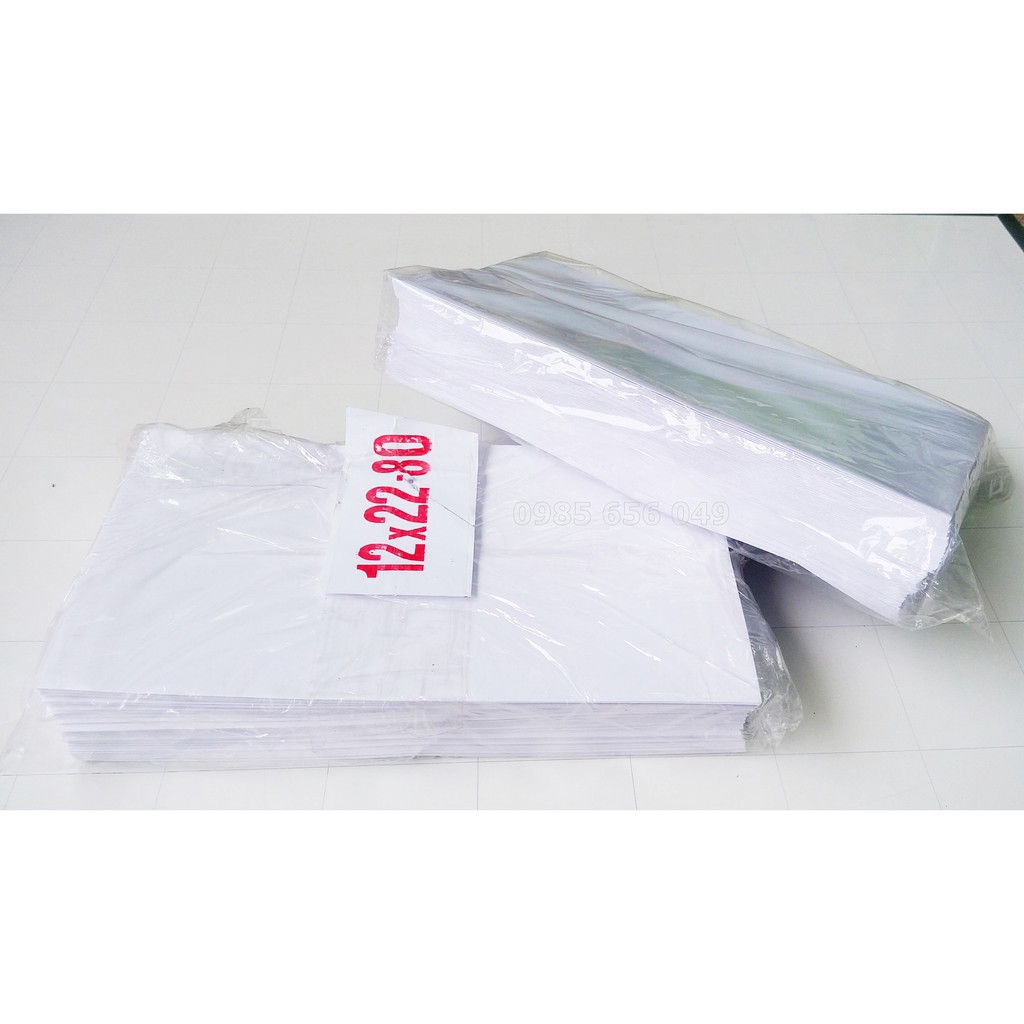 Bao thư trắng 12 x 22 80 gsm Có Keo - Xấp 100 Cái