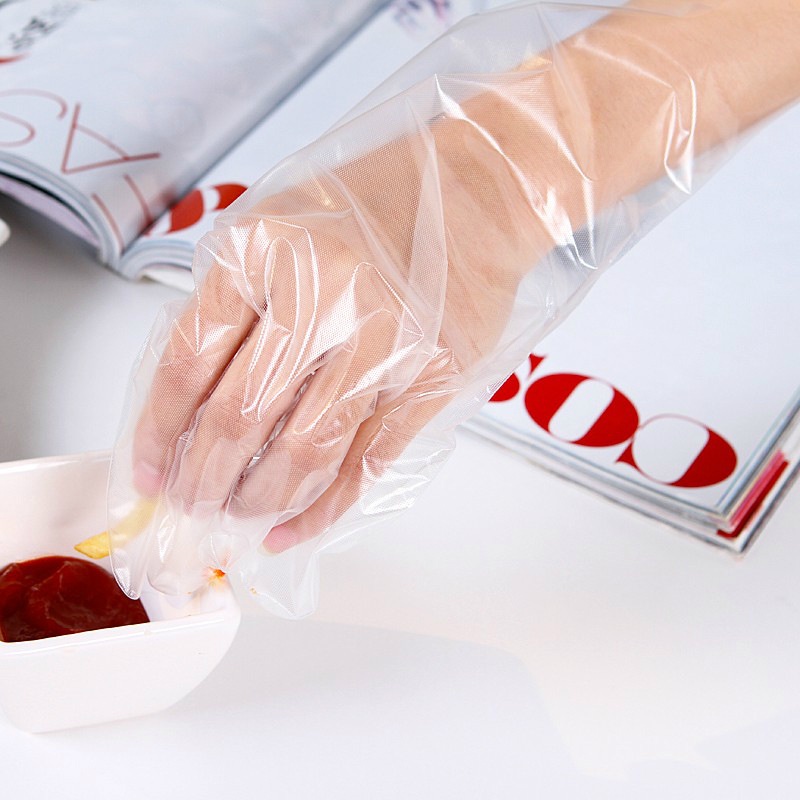 Set 100 Găng Tay Nilon PE Thực Phẩm Sử Dụng Một Lần Tiện Lợi Cho Nhà Bếp / Nhà Hàng