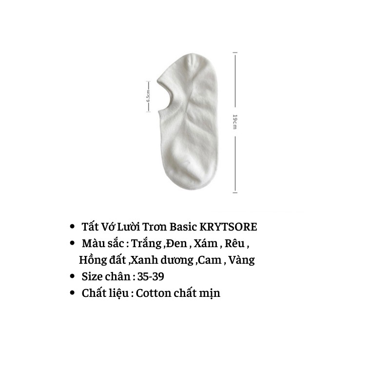 Tất vớ lười nữ trơn màu basic chất cotton thoáng Krystore TL08